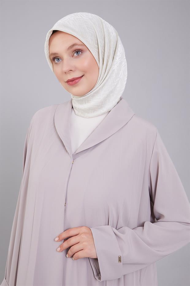 Açık Vizon Yaka Detaylı Ferace