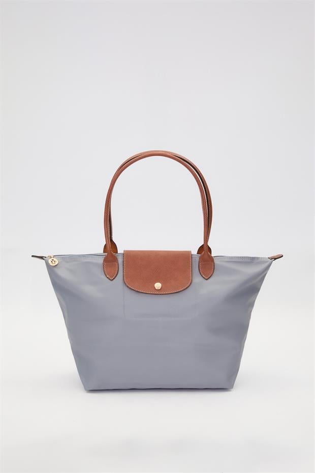 Açık Mavi Deri Askılı Tote Omuz Çantası