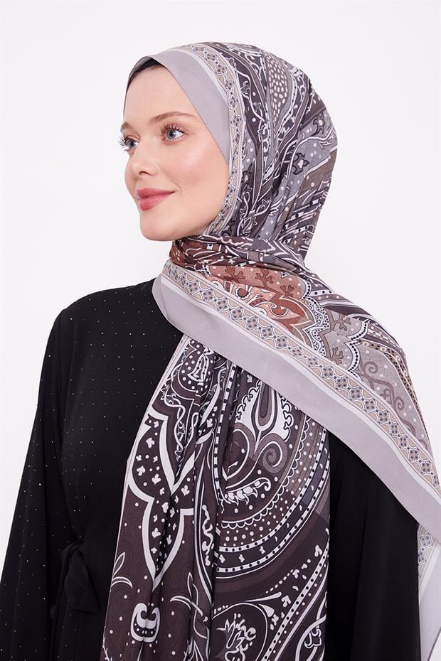 Açık Vizon Otantik Desen Love Şal