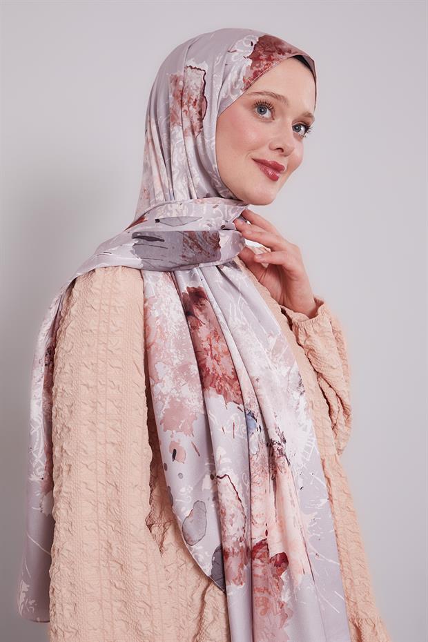 Açık Menekşe Batik Desen Twill Şal