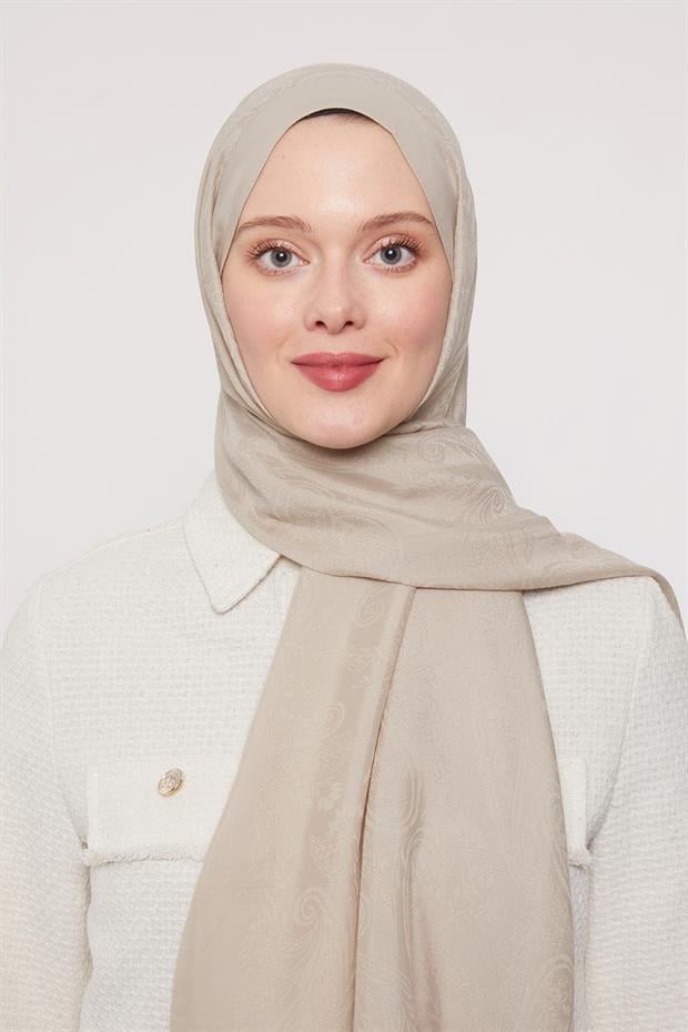 Açık Vizon Hint Desen Grazia Şal