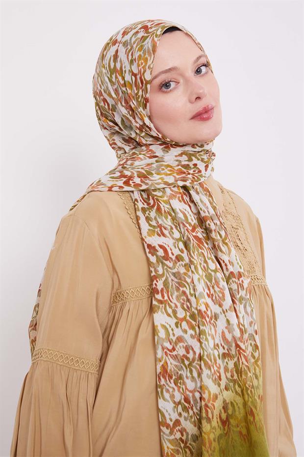 A.Yeşil Batik Desen Pamuk Şal