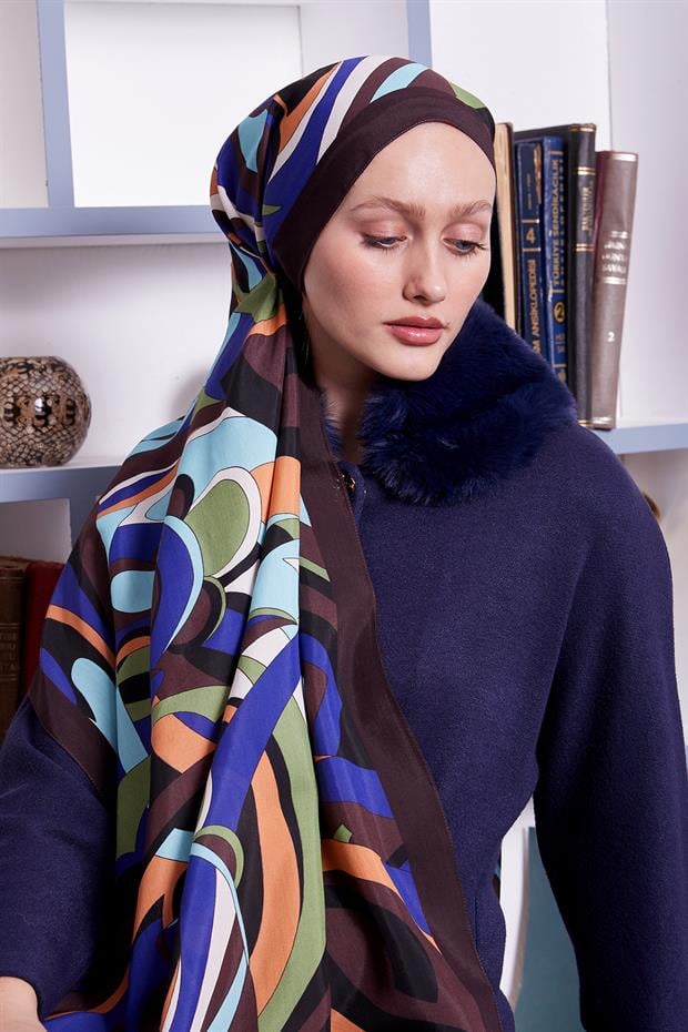 Acı Kahve Damla Desen Royal Şal