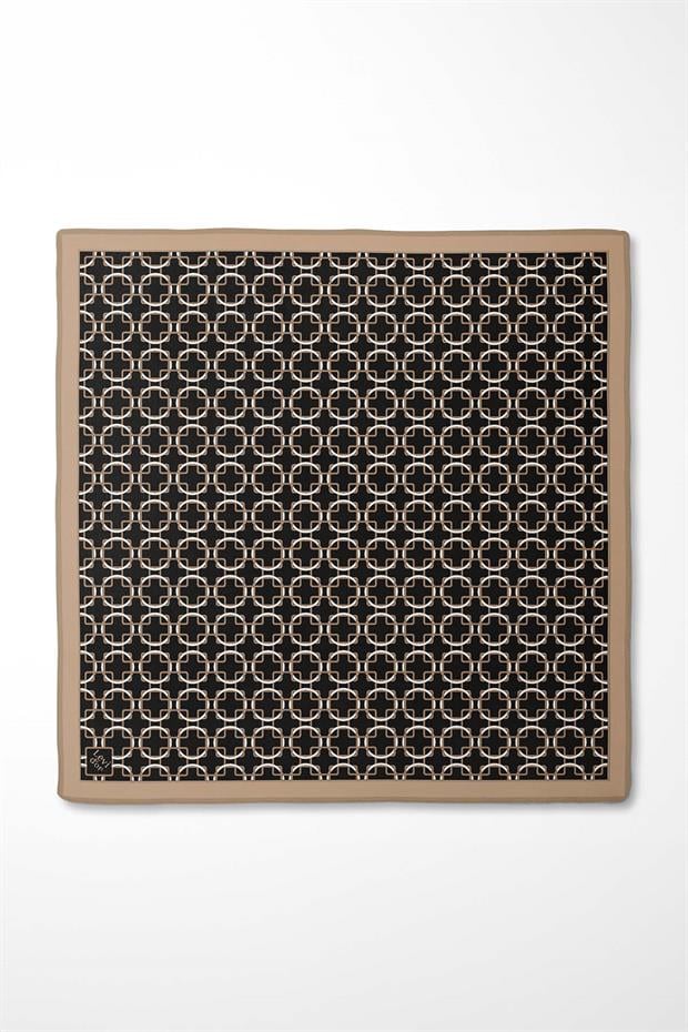 Acı Kahve Eliptik Desen Twill İpek Eşarp