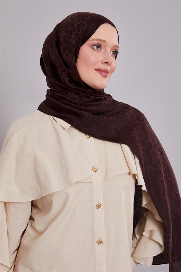 Acı Kahve Geometrik Desen Grazia Şal