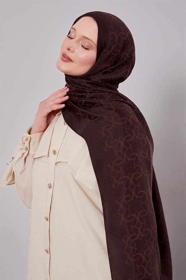 Acı Kahve Geometrik Desen Grazia Şal