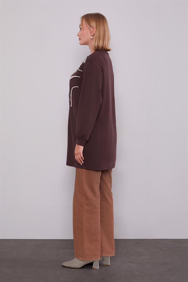 Acı Kahve İnci Detaylı Sweatshirt