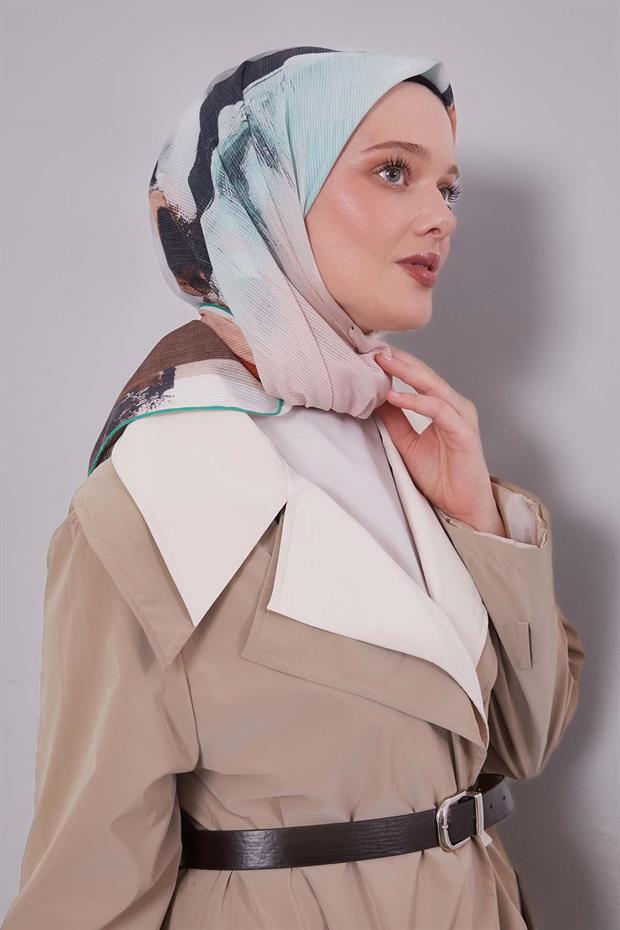 Acı Kahve Karışık Desen Pamuk Eşarp