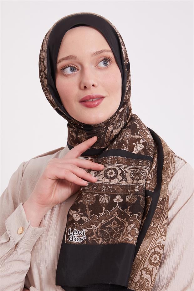 Acı Kahve Motif Desen Royal Şal