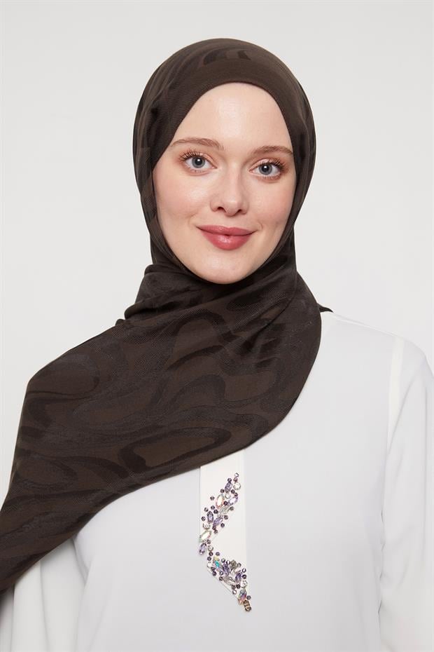 Acı Kahve Soyut Desen Grazia Şal