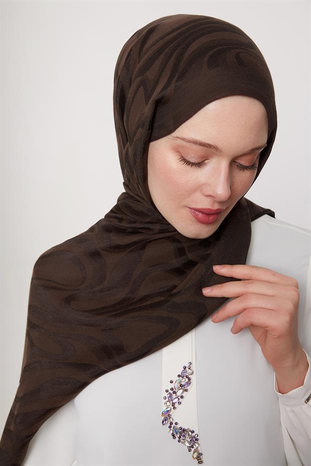 Acı Kahve Soyut Desen Grazia Şal