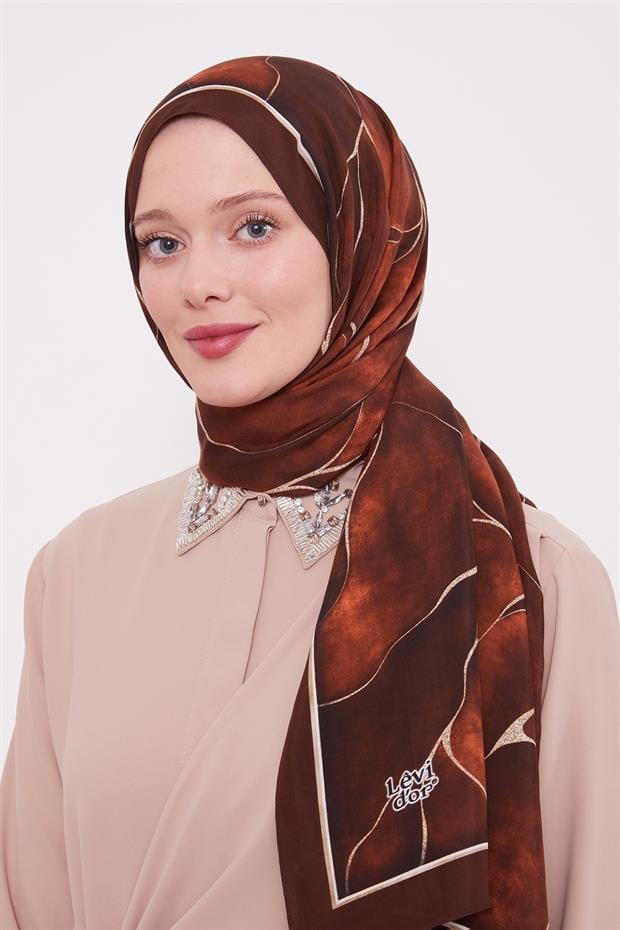Acı Kahve Varak Desen Royal Şal