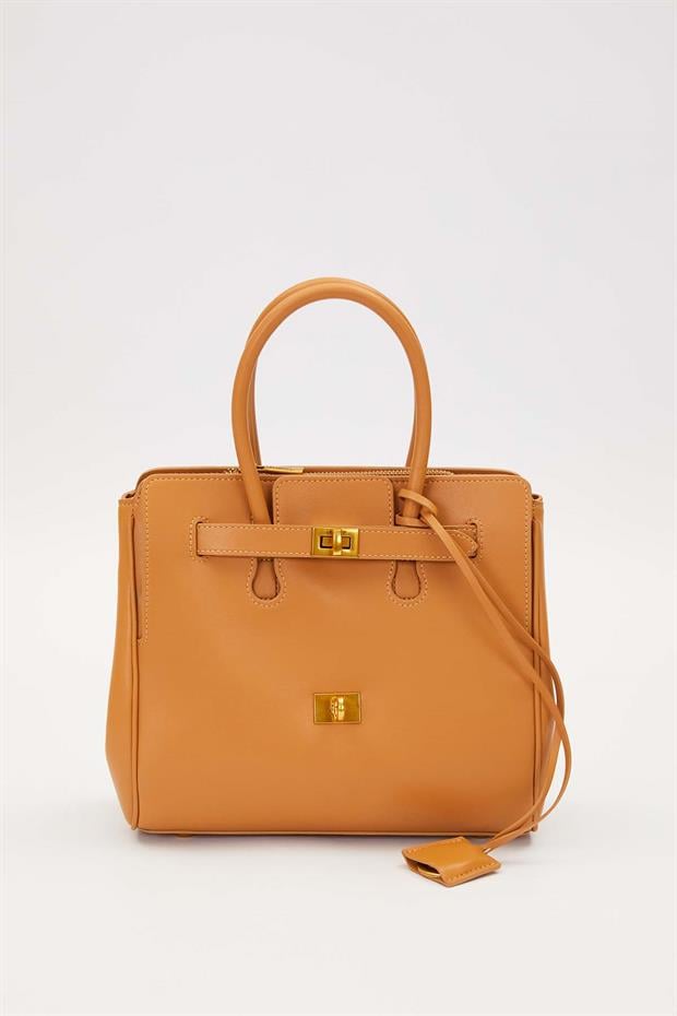 AÇIK KAHVE 64 NO Deri Aksesuar Detaylı El Çantası