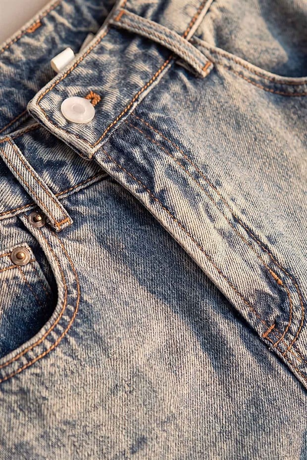Açık Mavi Yüksek Bel Düz Paça Jean