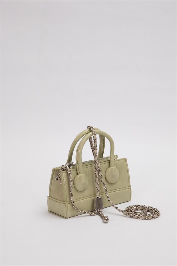 Açık Yeşil Ayarlanabilir Kilit Detaylı El Çantası