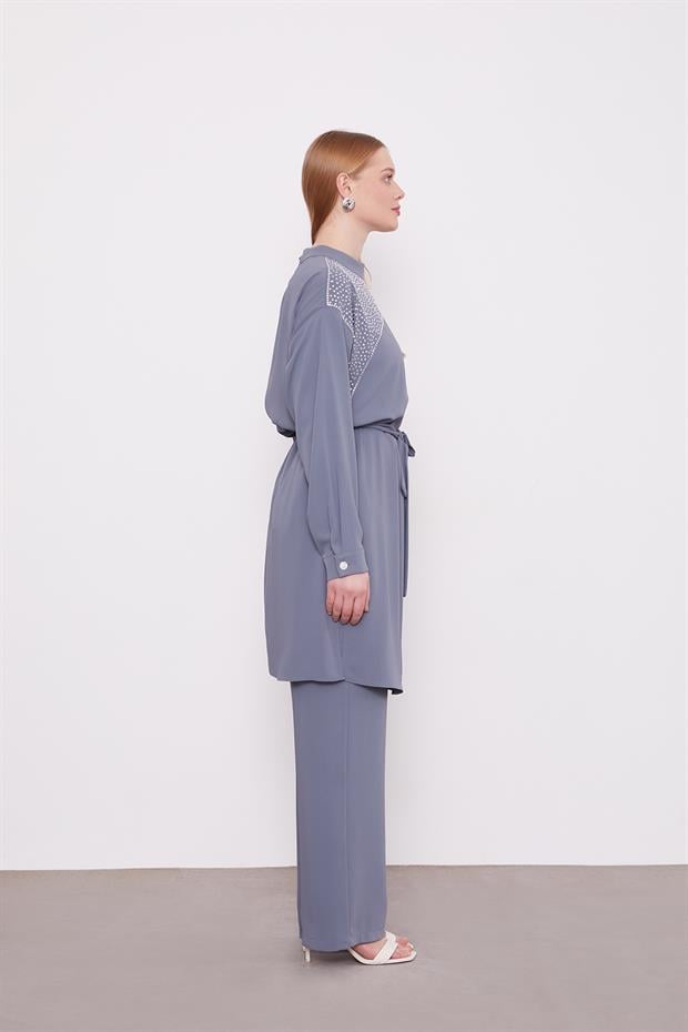 Antrasit Taş Yakalı İkili Takım