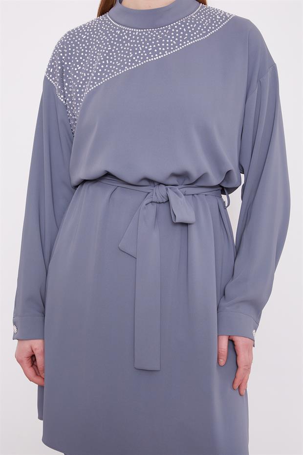 Antrasit Taş Yakalı İkili Takım