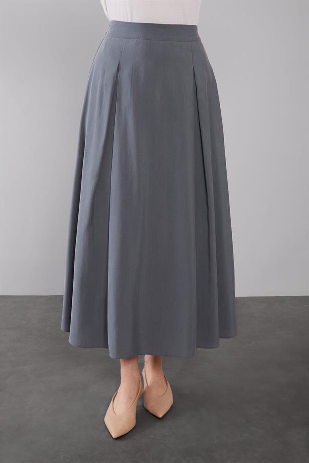 Antrasit Boncuk Bağlama Detaylı Etek Takım