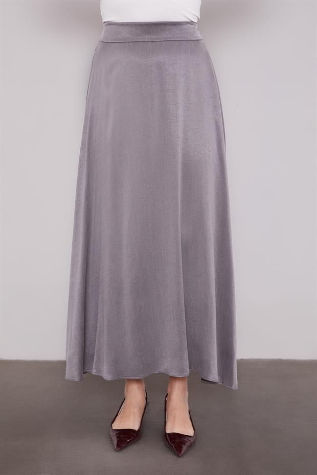 Antrasit Çapraz Düğme Detay Cupra Etek Takım