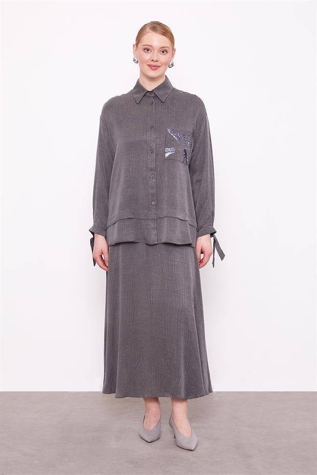 Antrasit Cep Detaylı İkili Takım