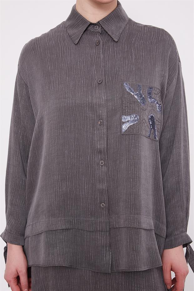 Antrasit Cep Detaylı İkili Takım