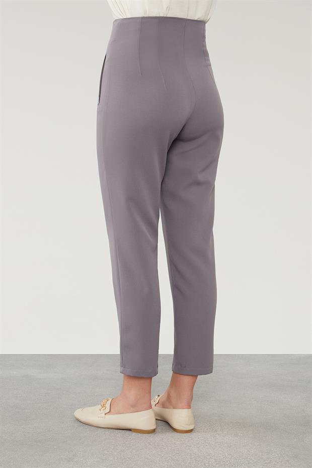 Antrasit Çift Pliseli Kumaş Havuç Pantolon