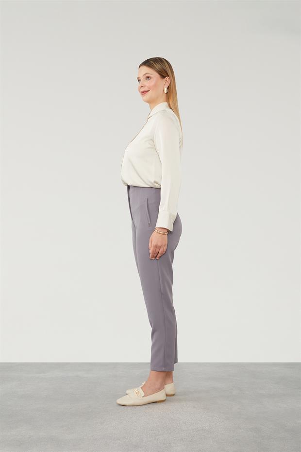 Antrasit Çift Pliseli Kumaş Havuç Pantolon