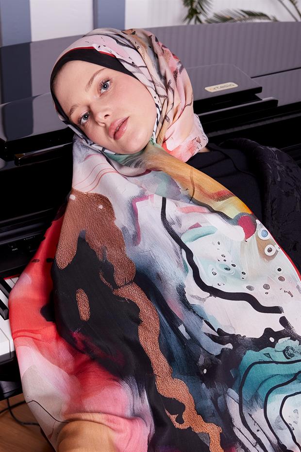 Antrasit Ebruli Desen Royal Şal