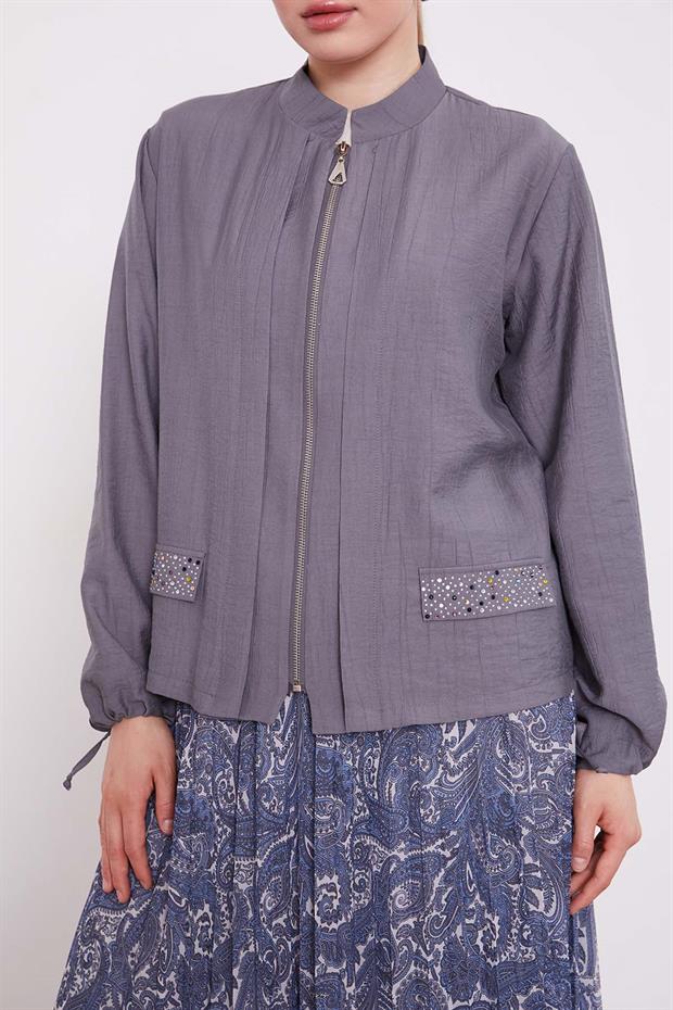 Antrasit Etnik Desen Etek Takım