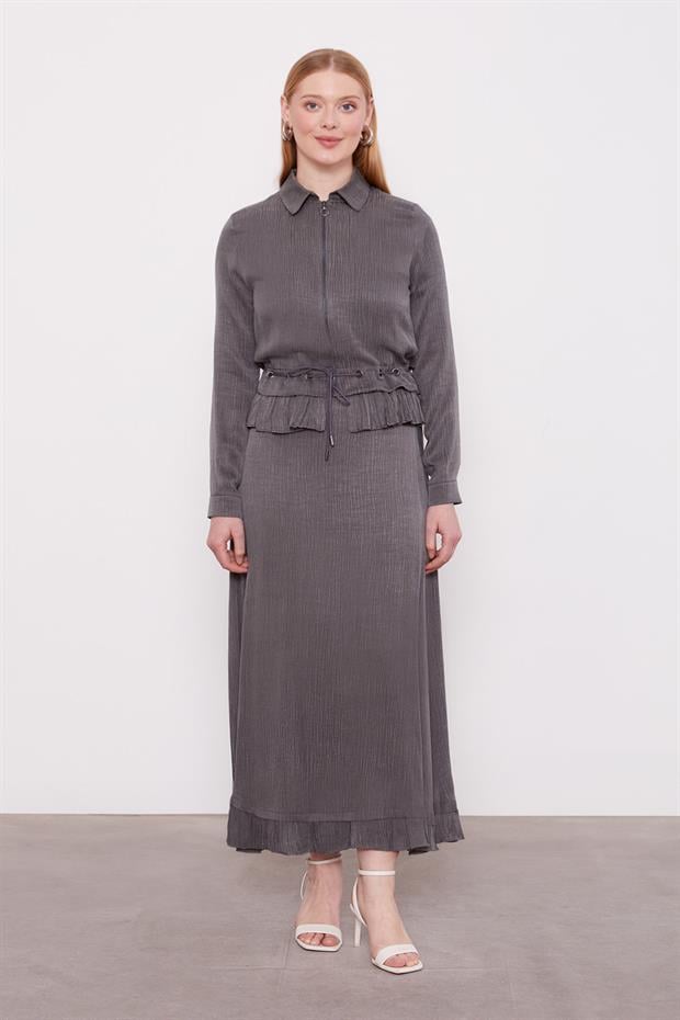 Antrasit Fırfır Detaylı Cupra Etek Takım