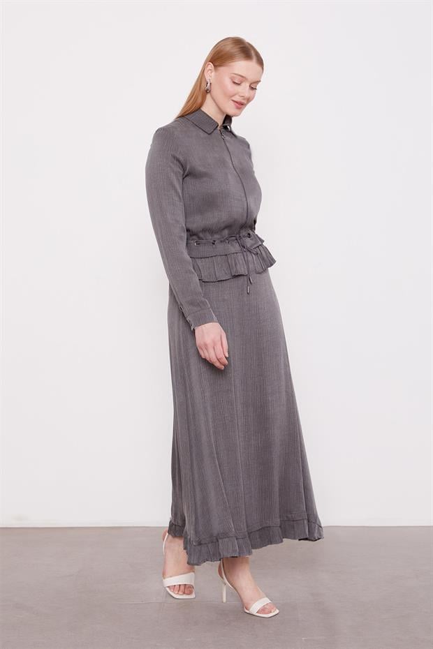 Antrasit Fırfır Detaylı Cupra Etek Takım