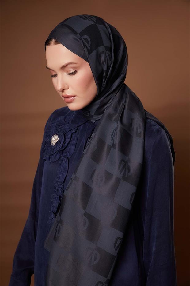 Antrasit Kare LVD Baskılı Naia Jakar Şal