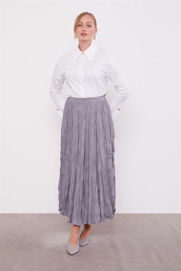 Antrasit Kırışık Model Etek