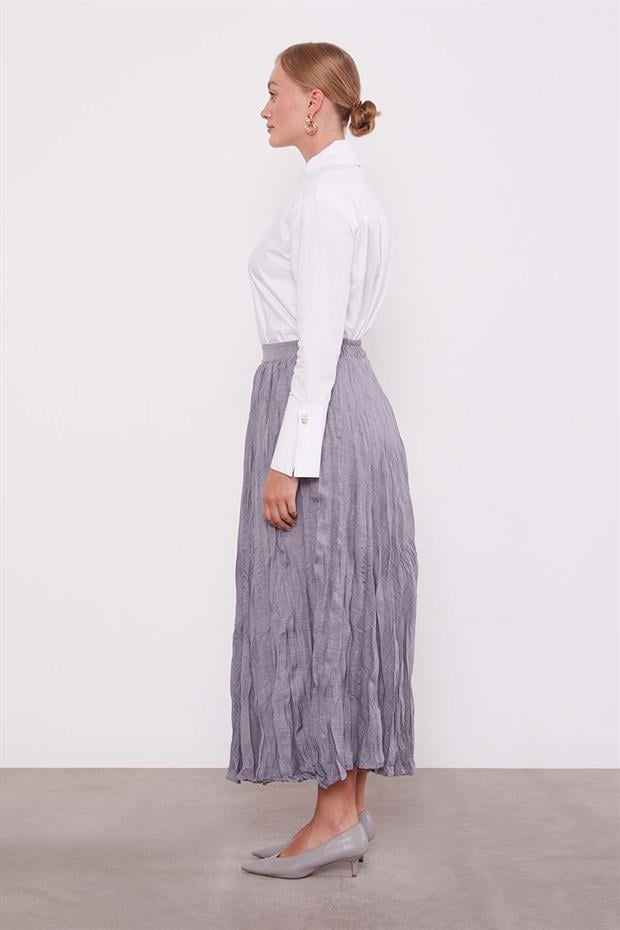 Antrasit Kırışık Model Etek