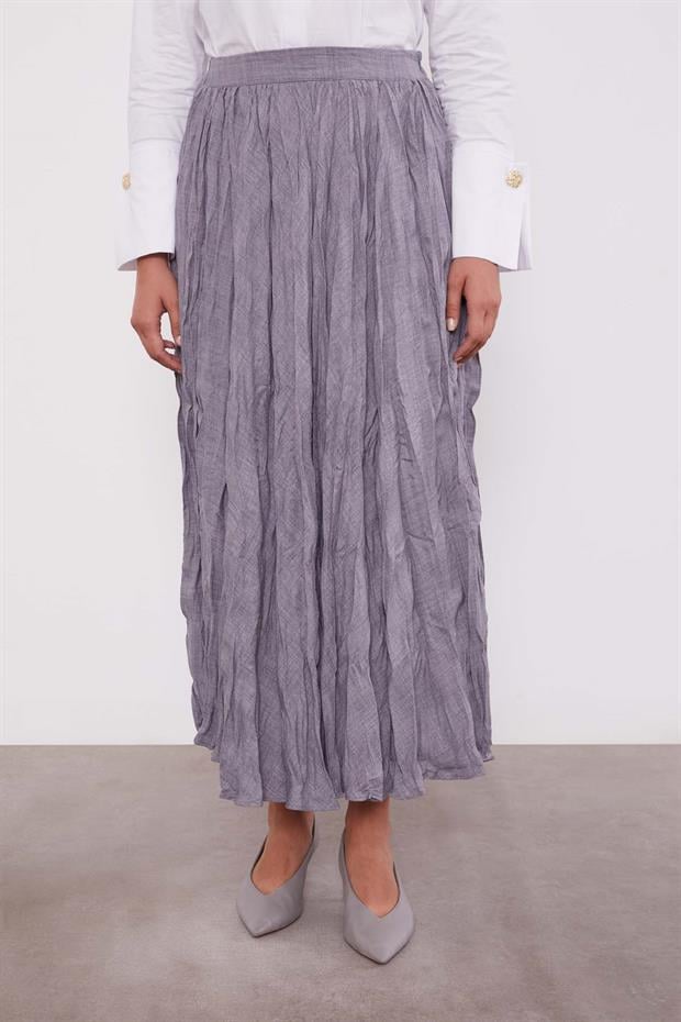 Antrasit Kırışık Model Etek