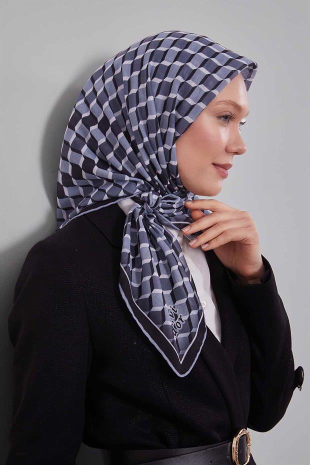 Antrasit Küp Desen Soft Eşarp