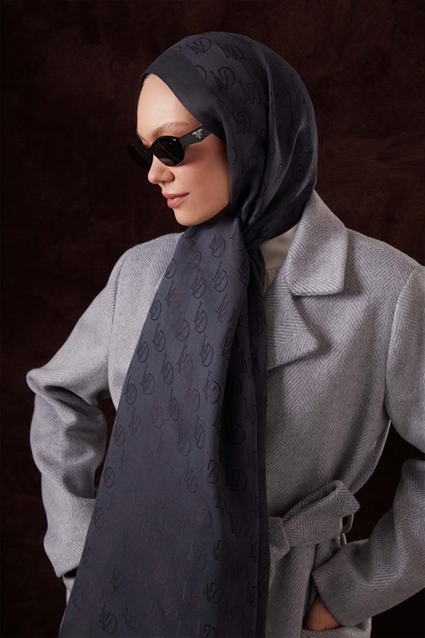 Antrasit LVD Baskılı Naia Jakar Şal