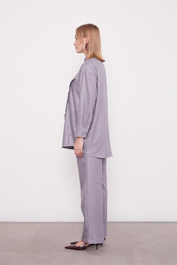 Antrasit Nakış Gül Detaylı Tunik Takım