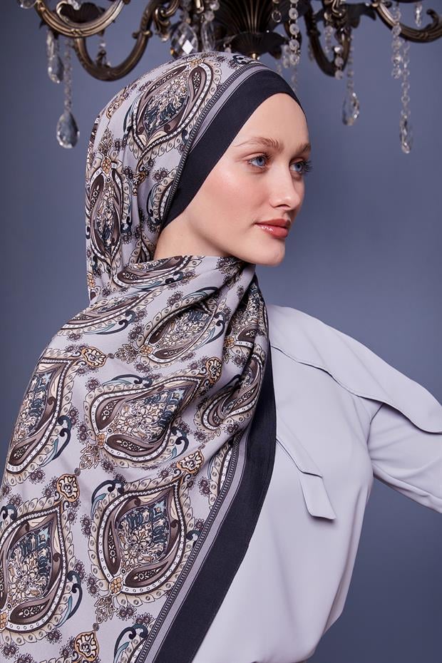 Antrasit Soft Etnik Desen Royal Şal