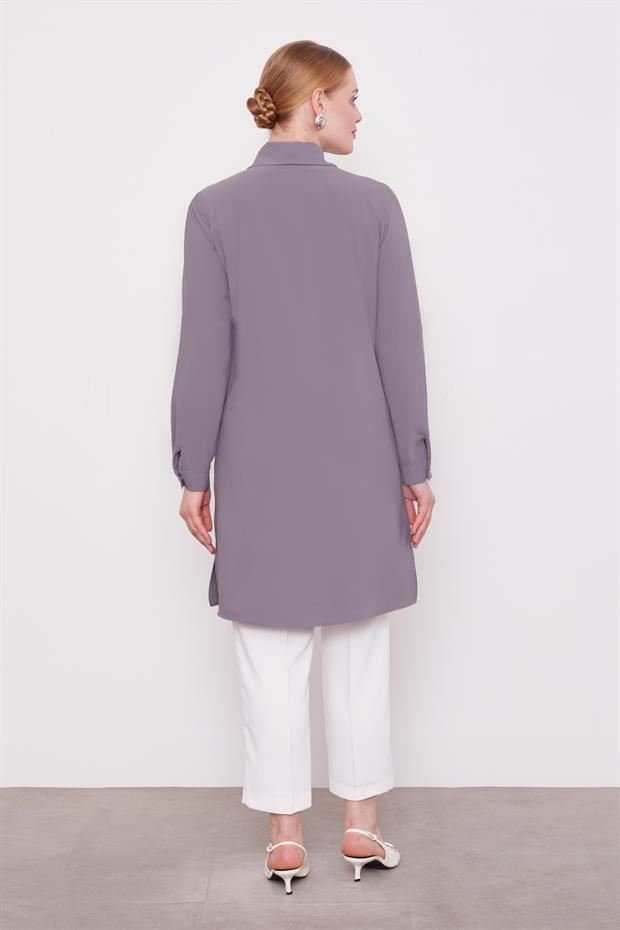 Antrasit Taş Baskılı Tunik