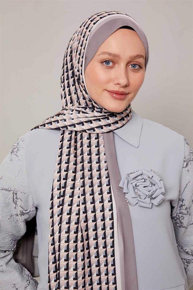 Antrasit Üç Boyut Desen Club Şal