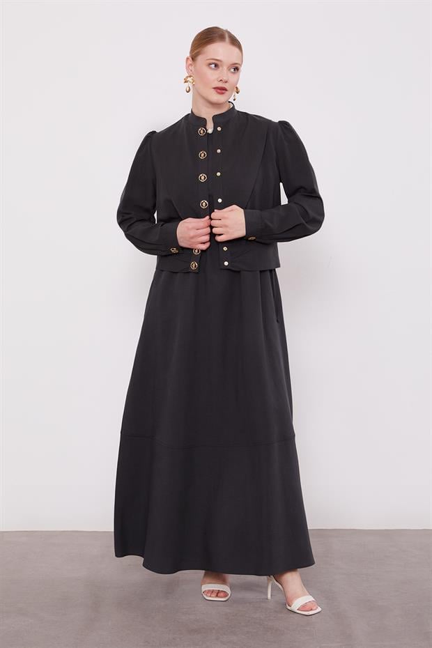 Antrasit Vatkalı Cupra Ceket Takım