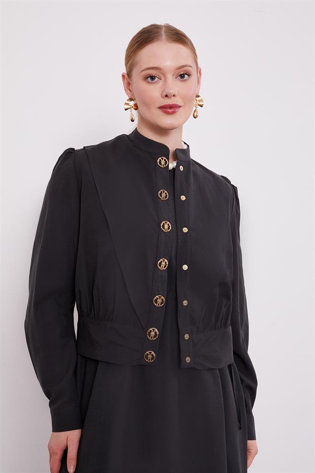 Antrasit Vatkalı Cupra Ceket Takım