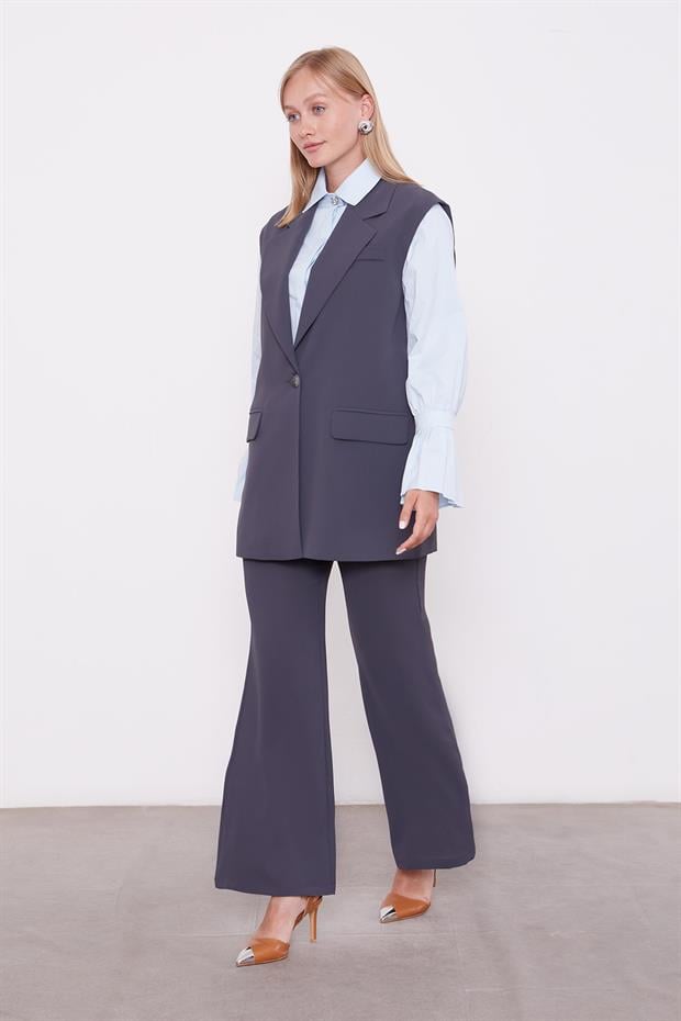 Antrasit Yelekli İkili Takım