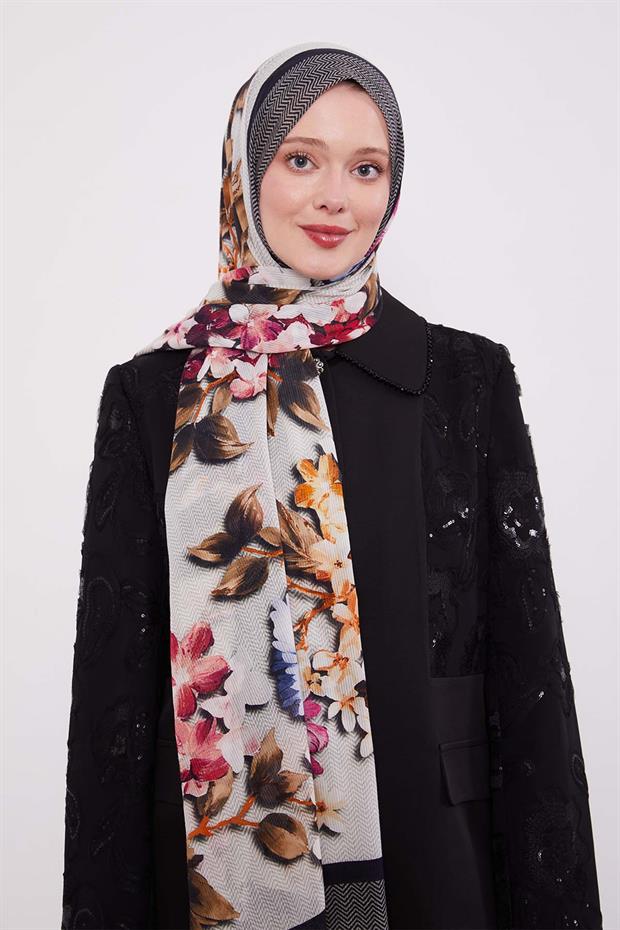 Antrasit Zigzag Pamuklu Şal