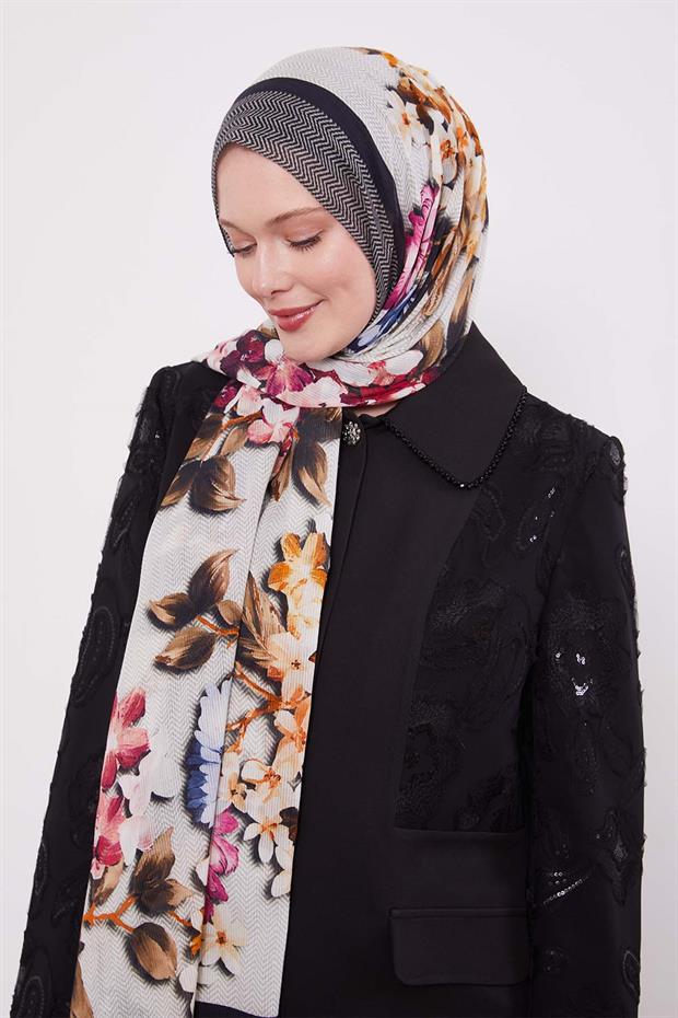 Antrasit Zigzag Pamuklu Şal