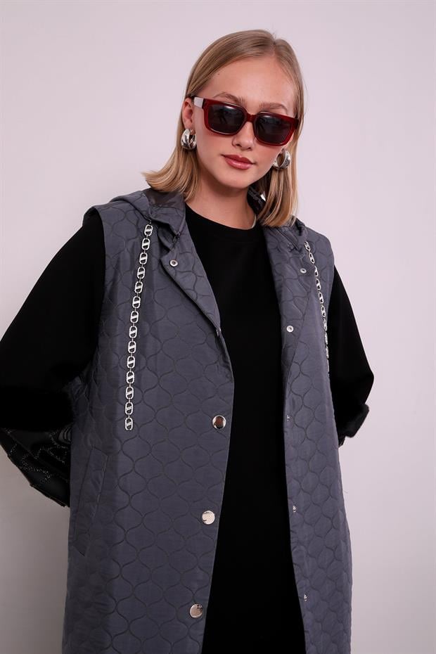 Antrasit Zincir Detaylı Yelek