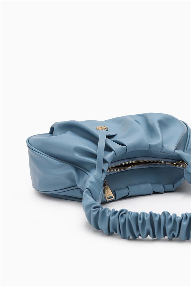 Bebe Mavisi Büzgü Askılı Omuz Çantası