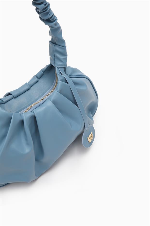 Bebe Mavisi Büzgü Askılı Omuz Çantası