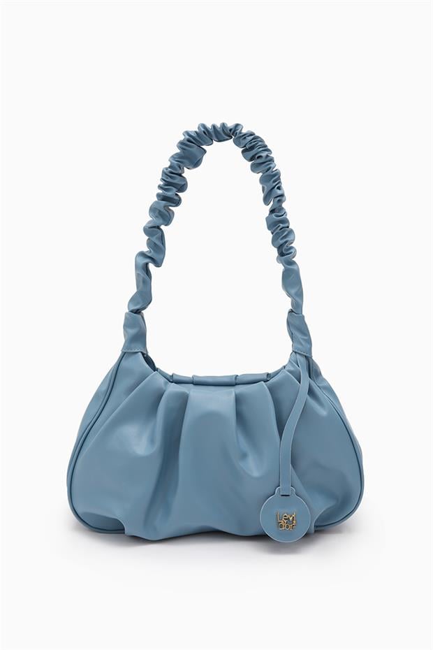 Bebe Mavisi Büzgü Askılı Omuz Çantası